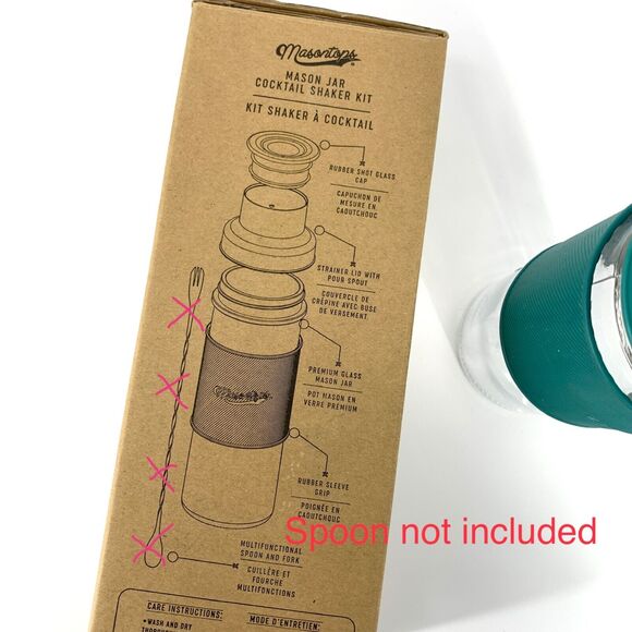 MASONTOPS MASON JAR COCKTAIL SHAKER KIT NEW IN BOX **READ** - Picture 7 of 8
